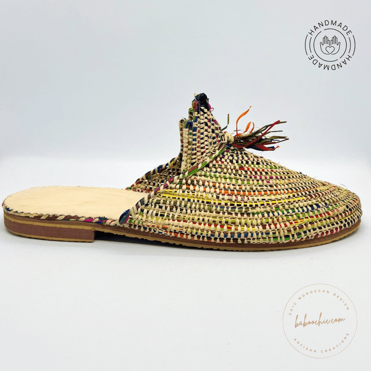 berber raffia natural colourful babouche handmade baboochic.com