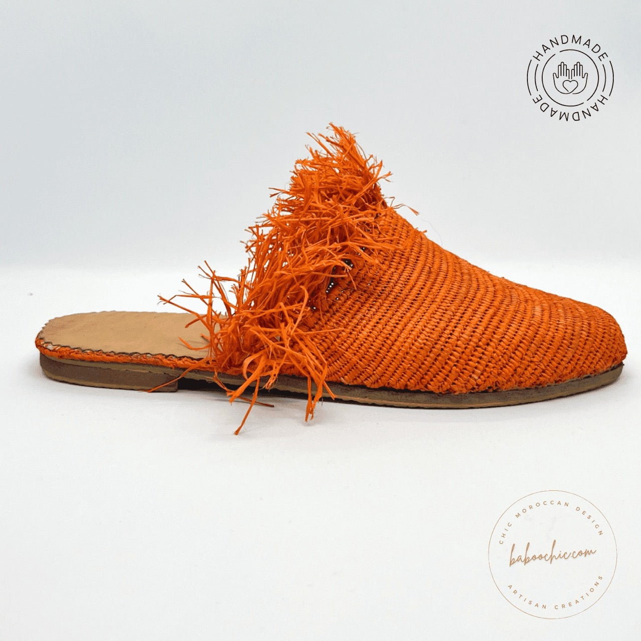 germanicia orange natural raffia babouche raffia design baboochic.com