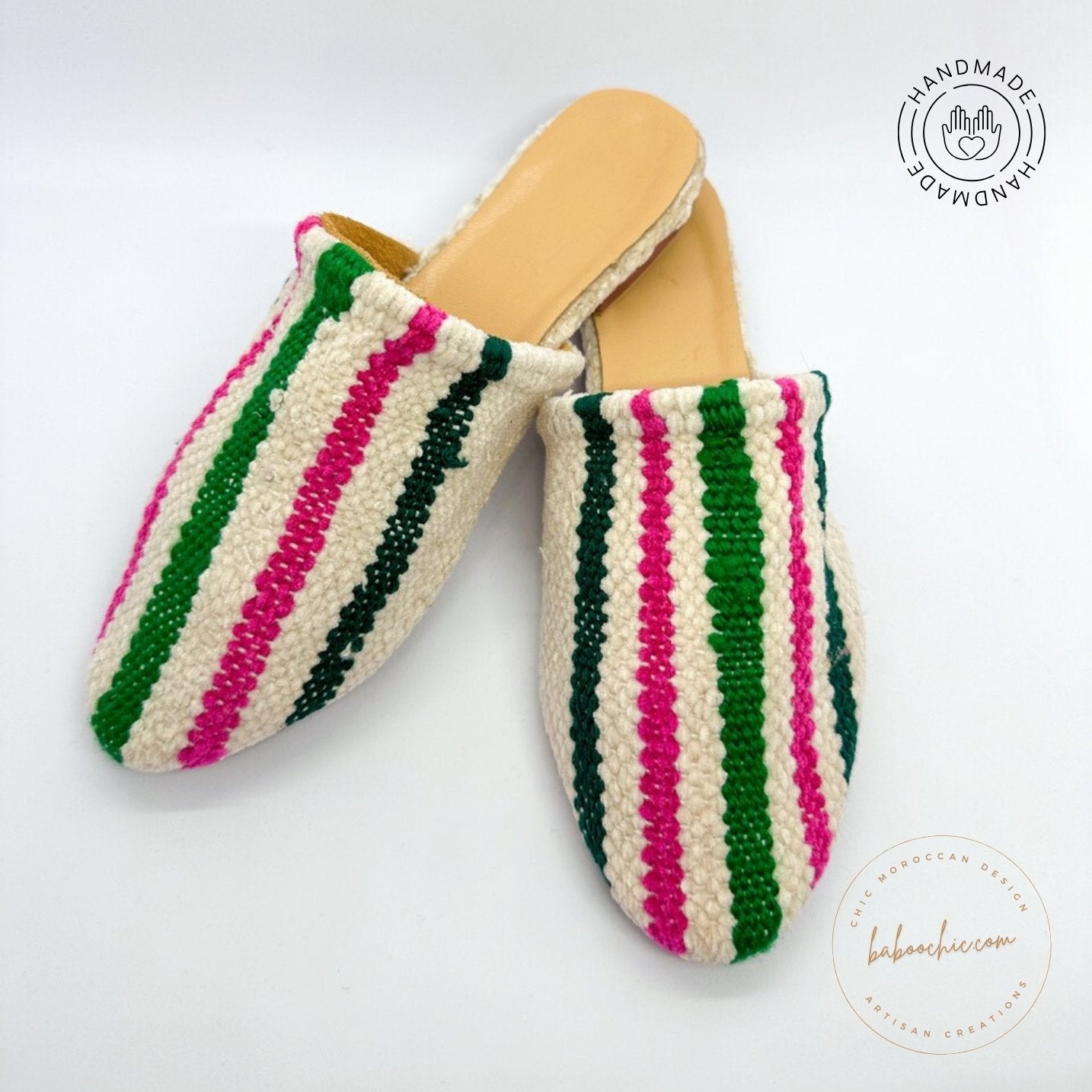 lalla natural red color rug babouche mule with kilim design baboochic.com