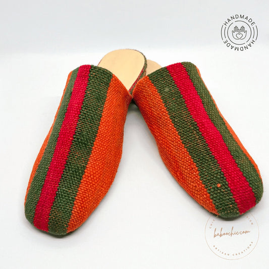 leila babouche mule babouche kilim rug handmade design baboochic.com