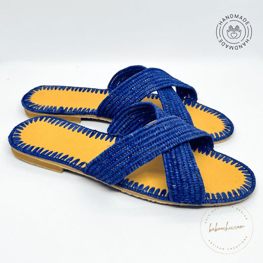 majorelle museum marrakech raffia blue natural raffia babouche handmade baboochic.com