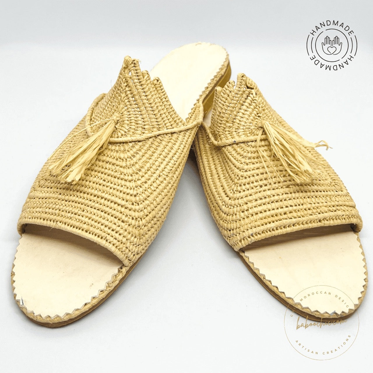 marrakech raffia natural color raffia babouche handmade baboochic.com