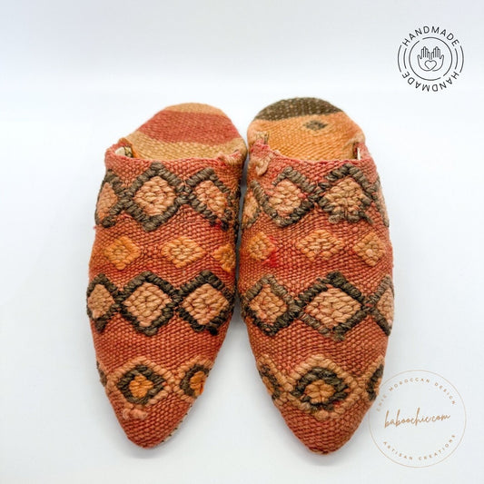 ilaldi sultan natural color rug babouche slipper with kilim design baboochic.com