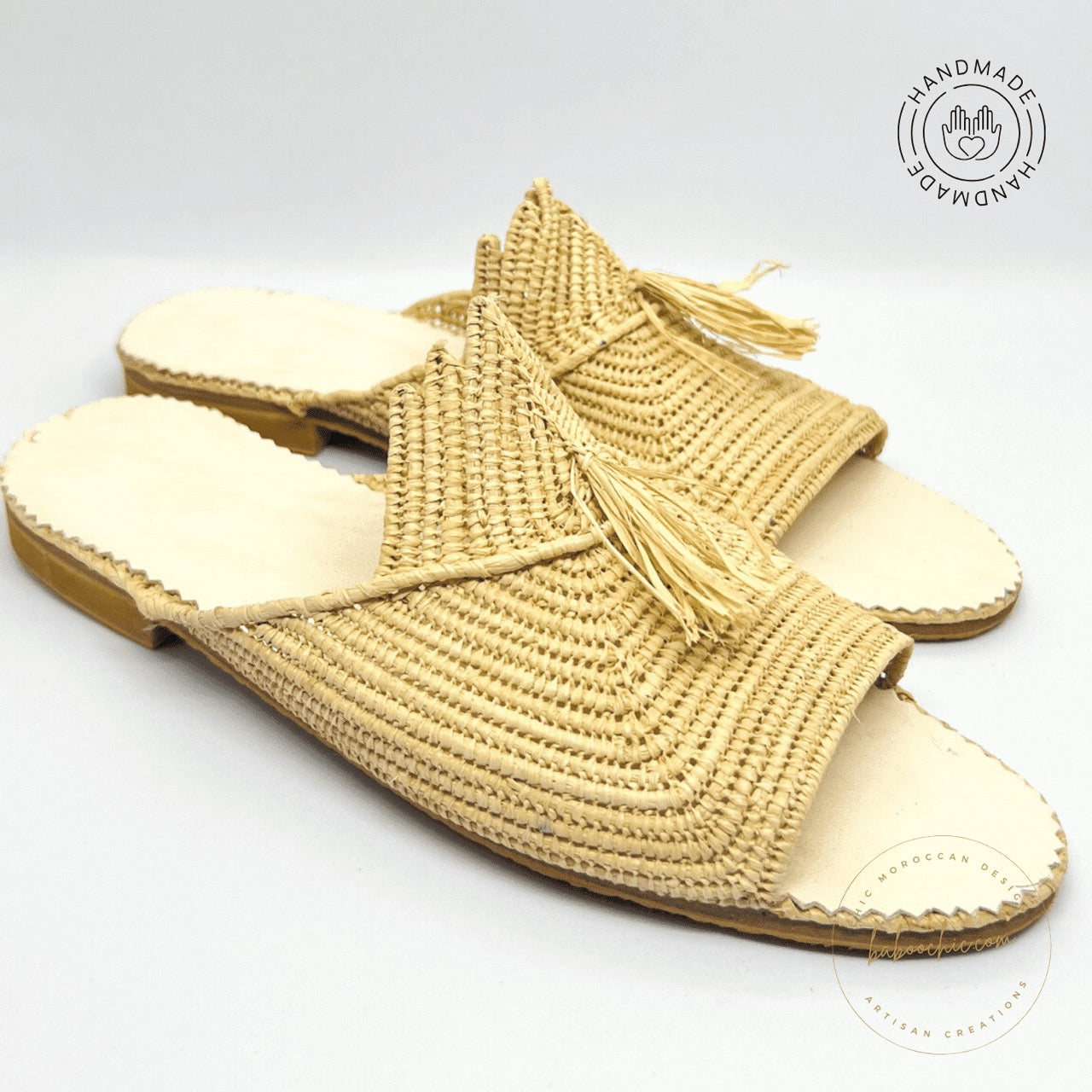 marrakech raffia natural color raffia babouche handmade baboochic.com