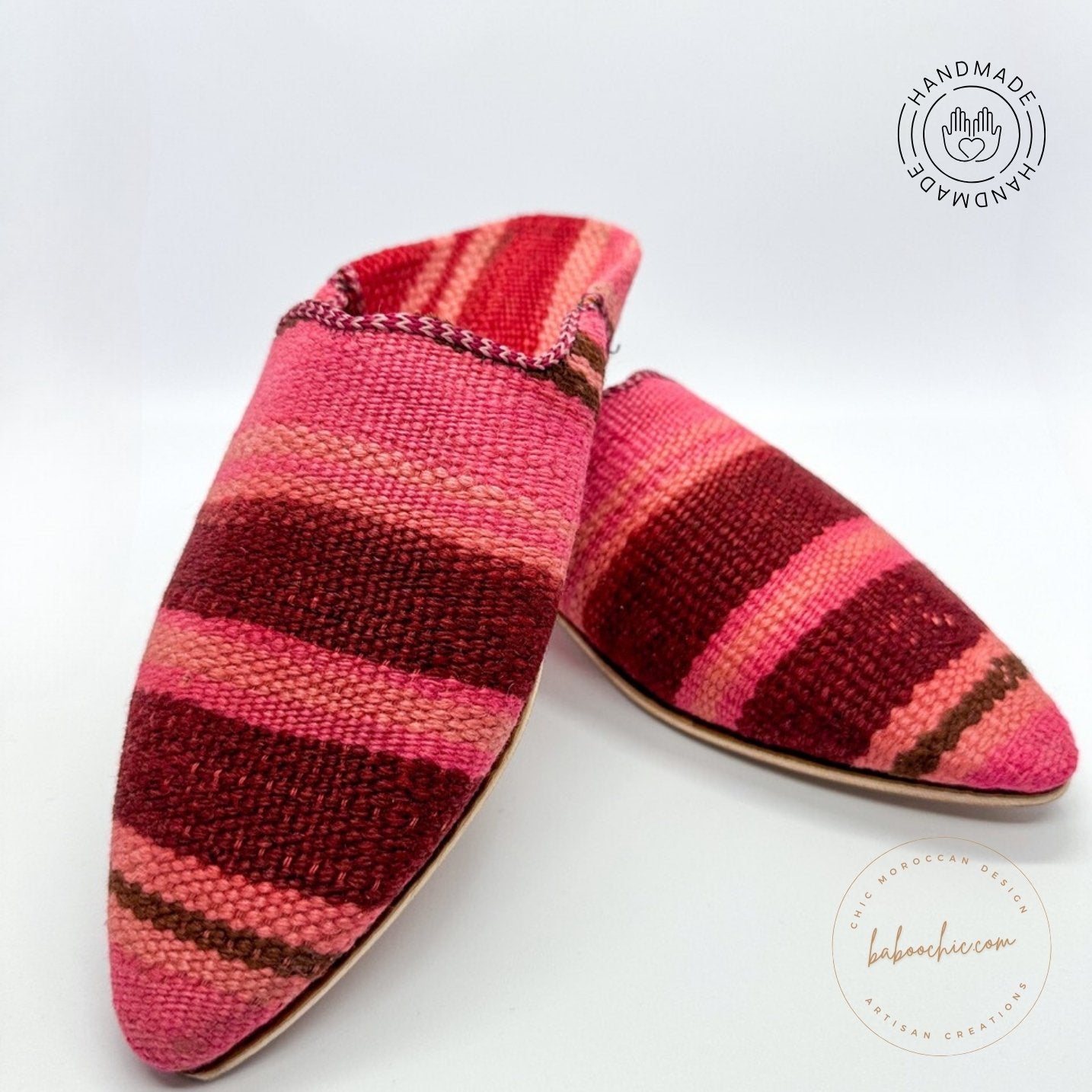 victoria kilim babouche natural red color rug babouche with kilim design baboochic.com