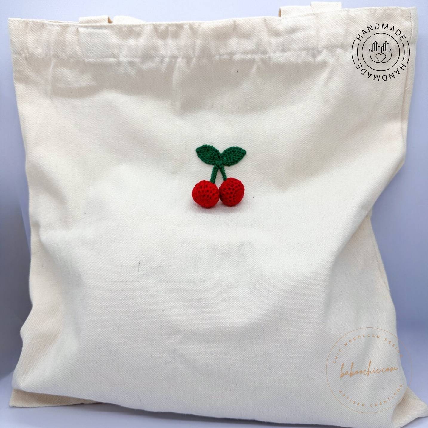 natural fabric cherry tote bag with cherry figure design cheap baboochic.com