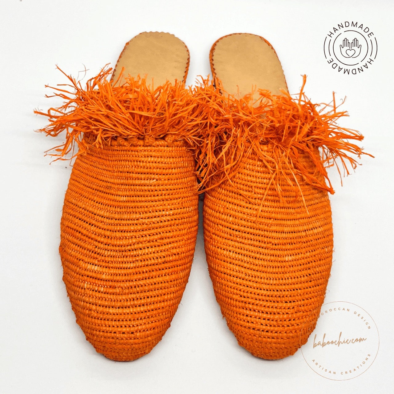 germanicia orange natural raffia babouche raffia design baboochic.com