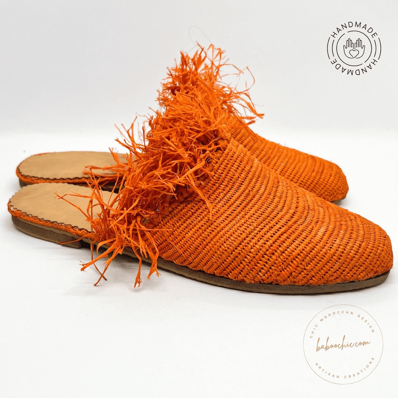 germanicia orange natural raffia babouche raffia design baboochic.com