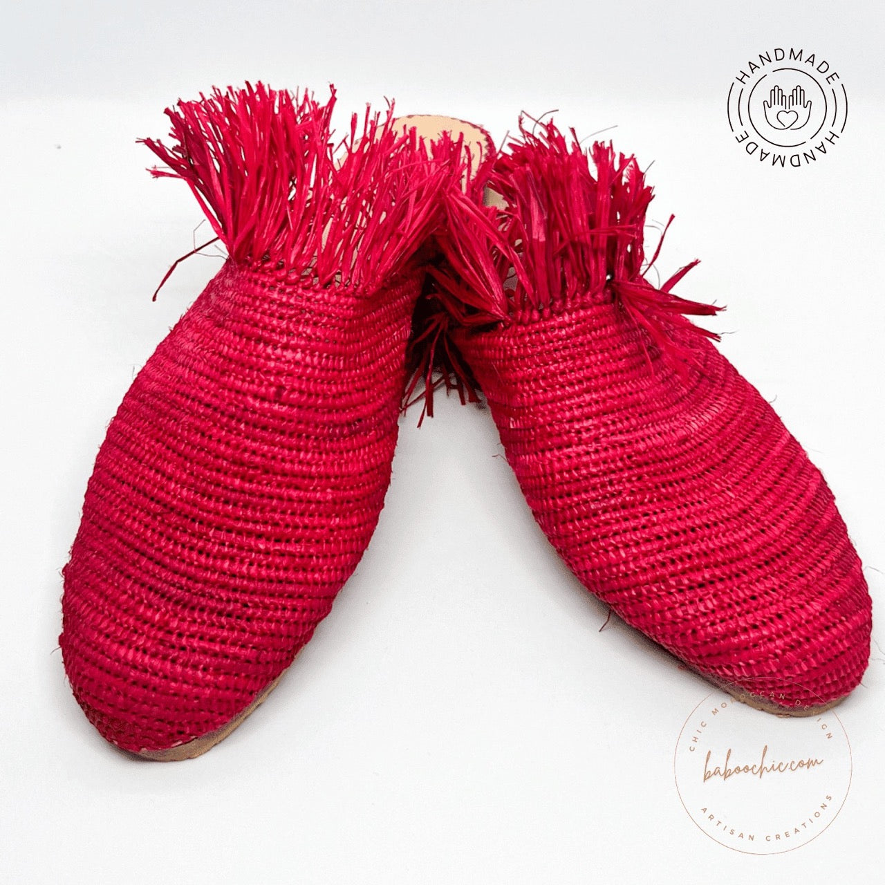 istanbul red natural raffia babouche raffia handmade design baboochic.com 