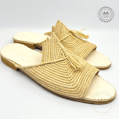 marrakech raffia natural color raffia babouche handmade baboochic.com 