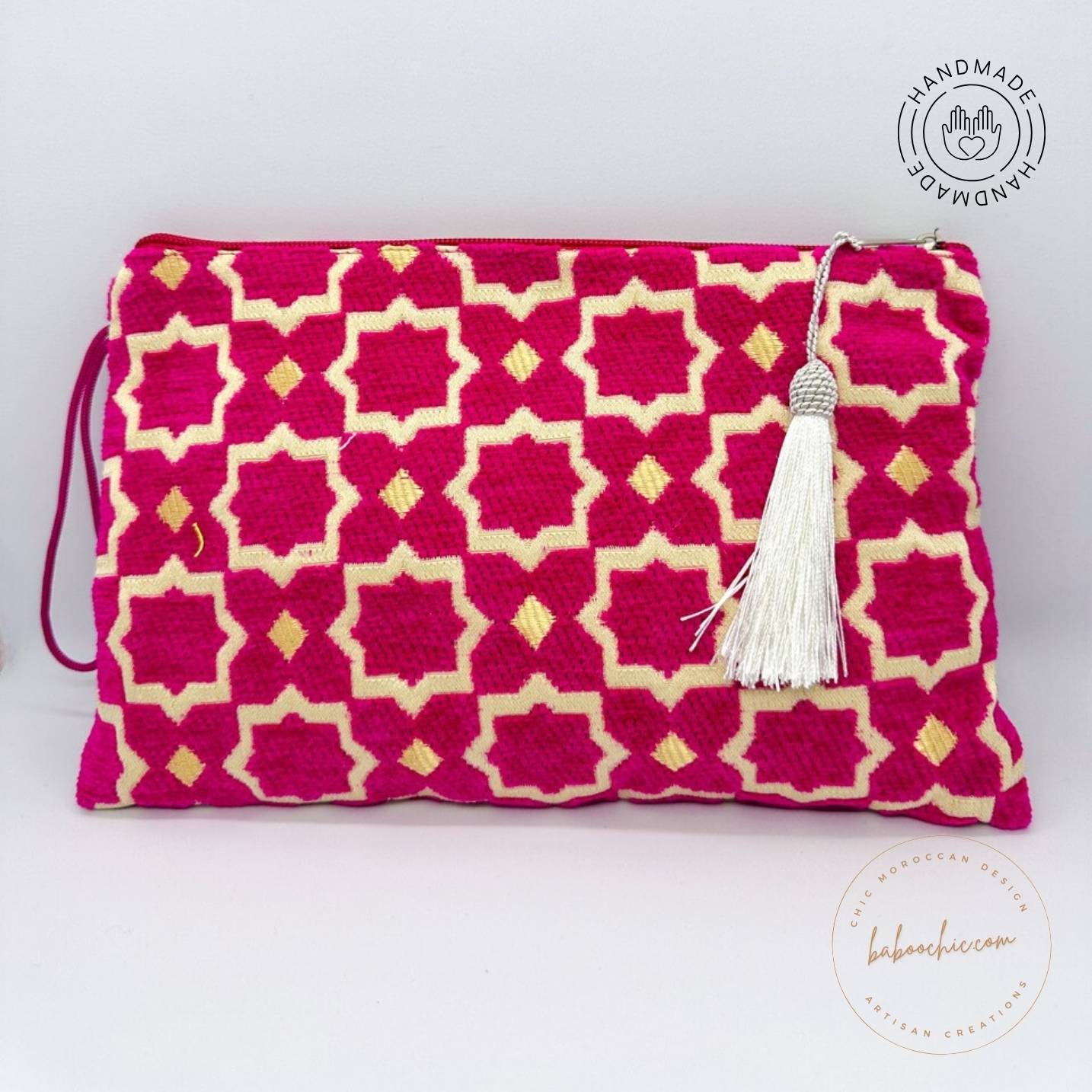 handmade fabric moroccan style handbag with cultural design baboochic.com