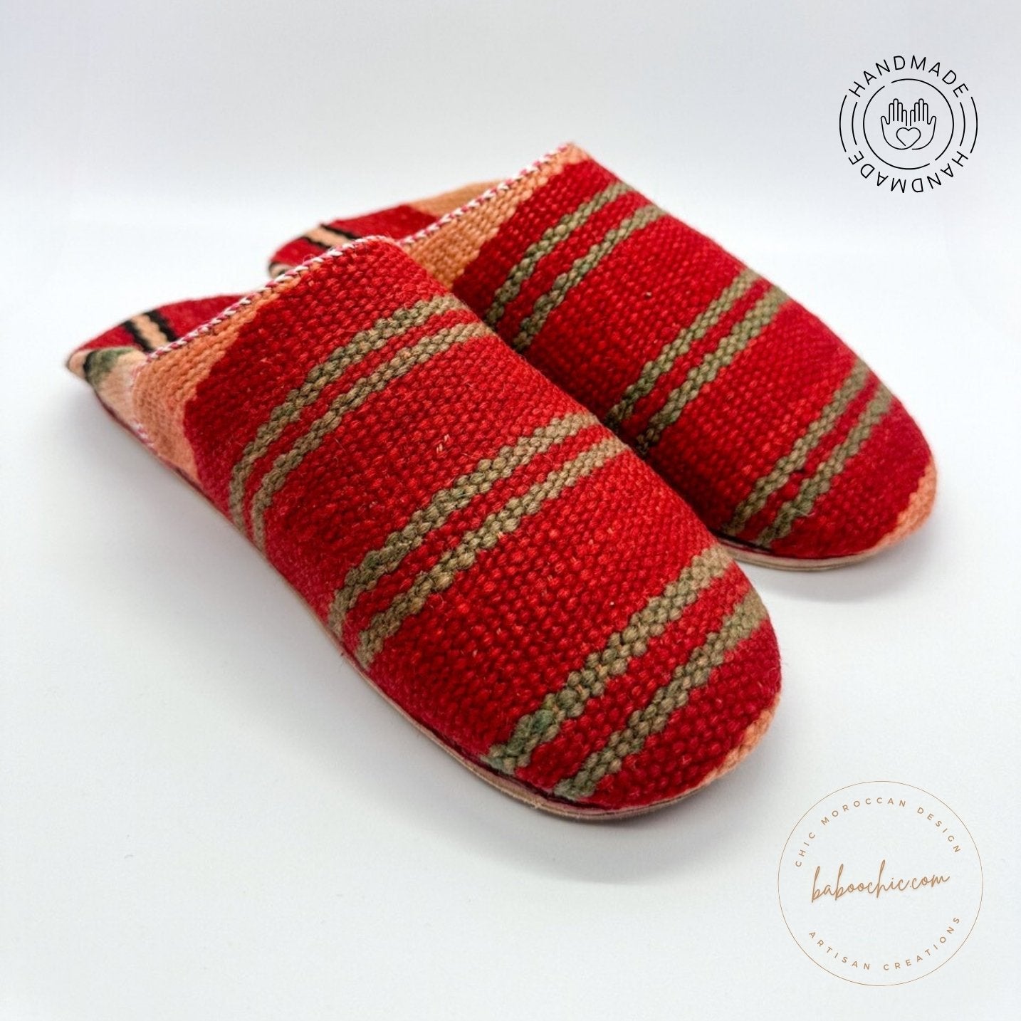 matilda natural red color rug babouche with kilim design baboochic.com